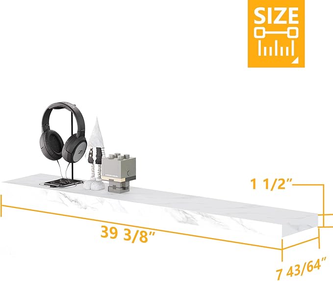 BAMEOS Floating Shelves,40 in W x 8in D Wall Mounted Wooden Shelves with Invisible Brackets Set of 2, Hanging Wall Shelves Decoration for Bedroom, Bathroom, Living Room and Kitchen-Ruum Studio Home