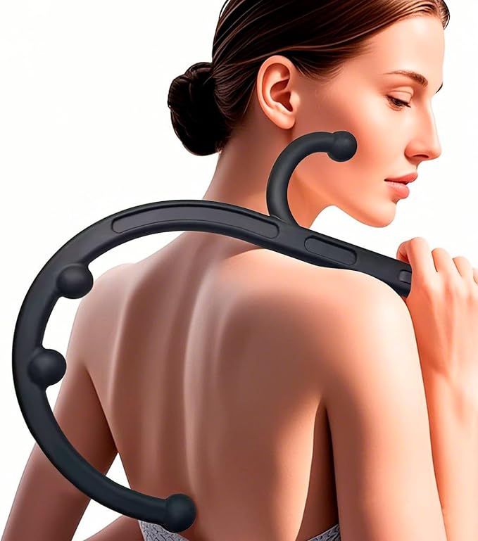 Deep Tissue Massage Cane - Handheld Back & Neck Massager for Muscle Pain Relief, Trigger Point Therapy, Shoulder Knot Remover - Muscle Relaxation Tool for Home Office Travel - Self Massage Stick-Ruum Studio Home