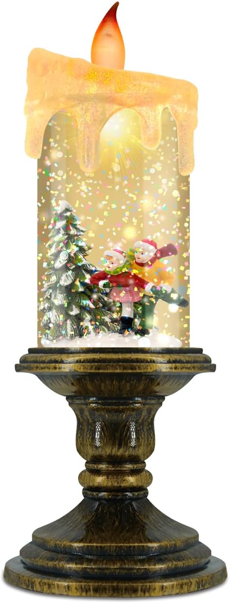 Christmas Flameless Candles, Flickering LED Candles with Timer, Snow Globe Candle Lights for Christmas Decorations-Ruum Studio Home