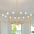 12 Light Gold Chandelier Light Fixture, Modern Farmhouse Chandeliers for Dining Room Light Fixture, Metal Candle Pendant Chandelier for Foyer Entryway Stairs Living Room Bedroom Kitchen-Ruum Studio Home