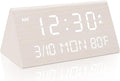 Kogonee Wooden Digital Alarm Clock, 0-100% Dimmer, 2 Alarm Settings, Weekday/Everyday Mode, 9 Mins Snooze, 12/24H, Temperature and Date Display for Office, Travel, Bedroom Alarm Clock (White)-Ruum Studio Home