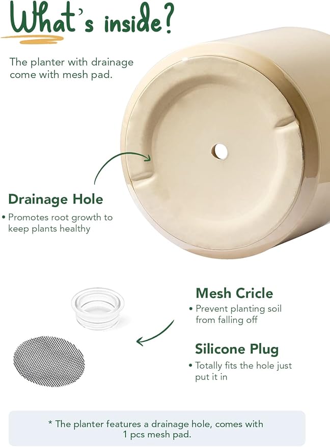 LE TAUCI 12 Inch Pots for Plants, Ceramic Large Plant Pot for Indoor Plants, Mid-Century Modern Flower Planter Pots with Drainage Hole and Removable Plug, Round Planter Pot, Reactive Glaze Cloud Cream-Ruum Studio Home