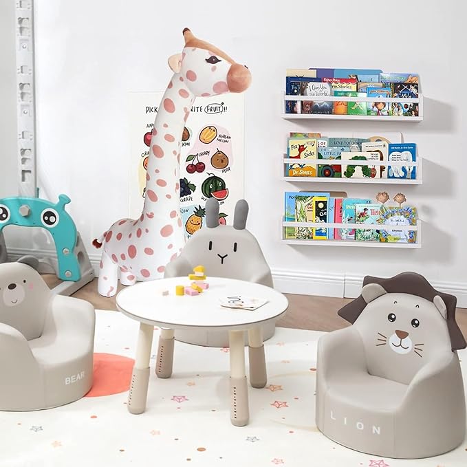 AZSKY Nursery Bookshelves White, 24 Inch Floating Bookshelves for Wall Set of 3, Baby Kids Decor, Solid Wood Wall Mounted Shelves for Books, Toys and Decor Storage-Ruum Studio Home