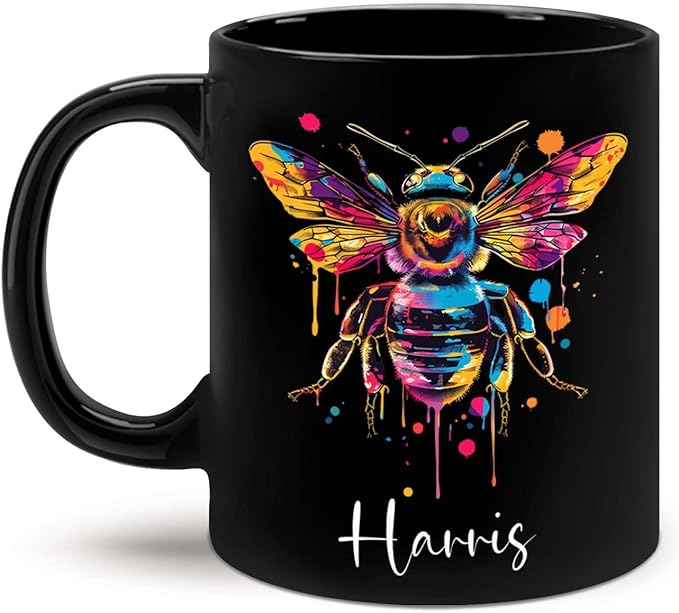 Personalized Black Bee Coffee Cup - Customized Ceramic Mug for Christmas, Gift for Brother Sister - Custom Animal Cup 11oz 15oz, Unique Animal Lover Gift-Ruum Studio Home