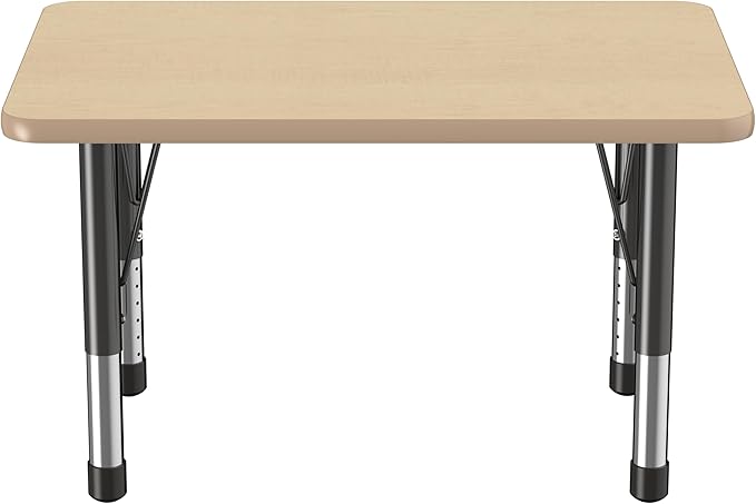 FDP Rectangle Activity School and Classroom Kids Table (24 x 36 inch), Chunky Toddler Leg, Adjustable Height 15-24 inches - Maple Top and Maple Edge-Ruum Studio Home