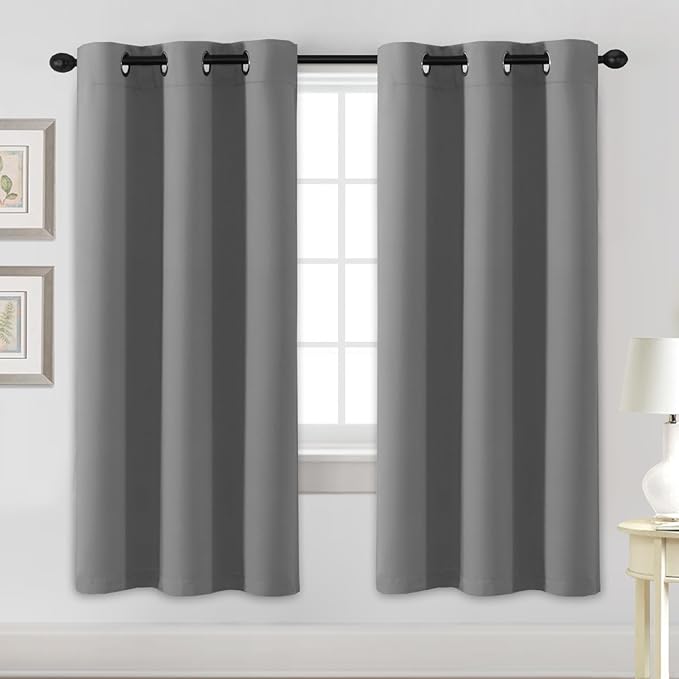 H.VERSAILTEX Blackout Curtains for Bedroom Thermal Insulated Room Darkening Living Room Curtains 72 Inch Long Grommet Privacy Protection Window Curtain Panels/Drapes for Nursery,2 Panels,Grey-Ruum Studio Home