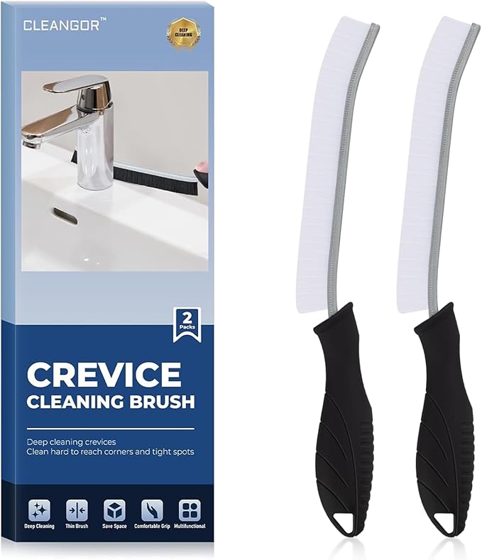 Crevice Cleaning Brushes, Cleaner Scrub Brush Tool for Hard to Reach Tight Space, Home Essentials, Cleaning Supplies for Shower, Bathroom, Kitchen, Toilet, Window-Ruum Studio Home