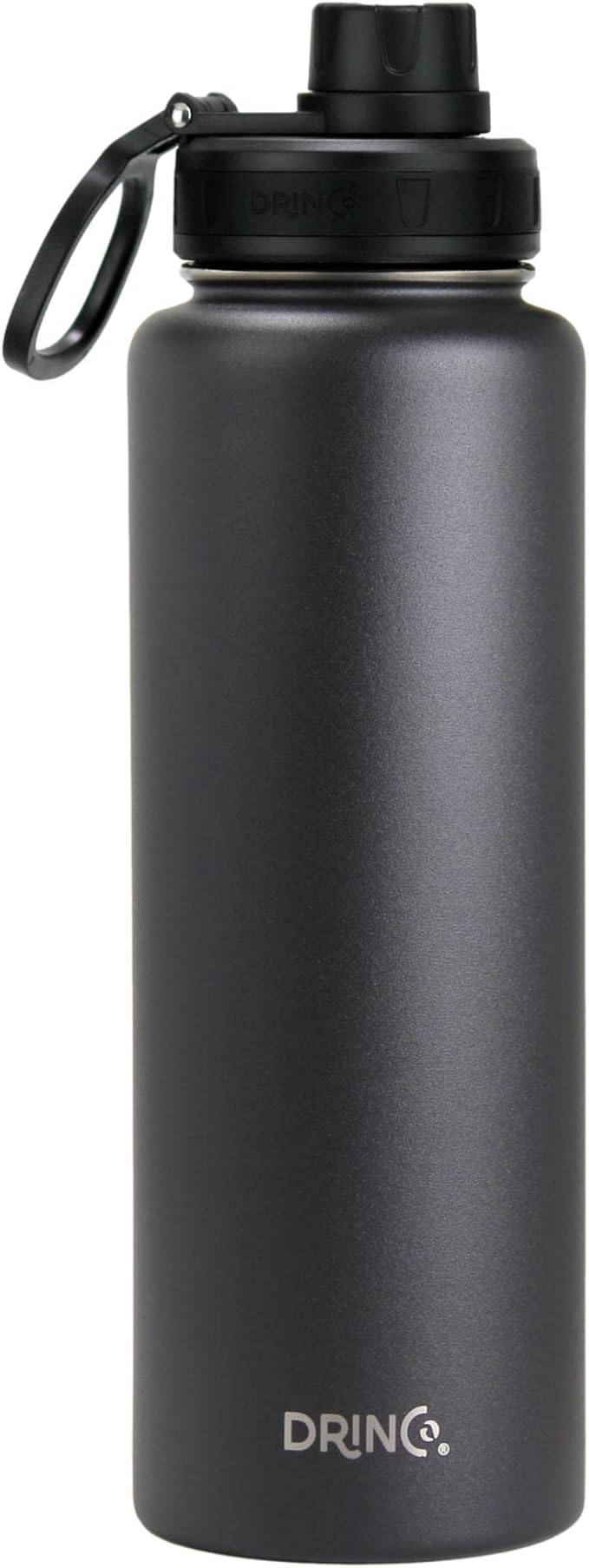 DRINCO Stainless Steel Water Bottle Spout Lid Vacuum Insulated Double Wall Water Bottles Wide Mouth (40oz 32oz 22oz 18oz 14oz) Leak Proof Keeps Cold or Hot (40 oz, 40oz Black)-Ruum Studio Home