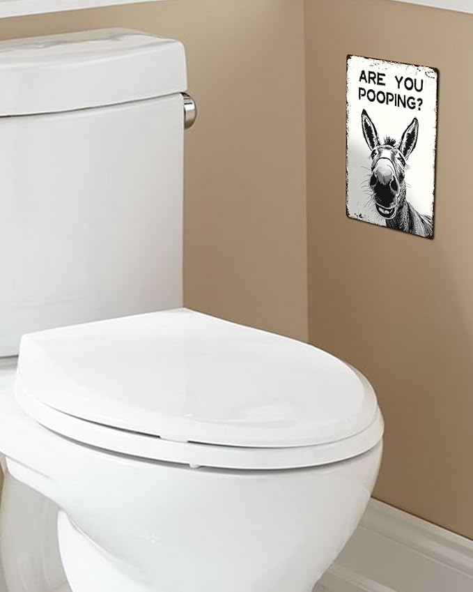 ALKB Funny Donkey Are You Pooping Metal Signs Vintage Farmhouse Bathroom Wall Decor Donkey Lovers Gift 8 x 12 Inch-Ruum Studio Home