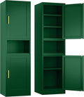 Tall Narrow Storage Cabinet 66.93" H Tall Bathroom Cabinet Metal Pantry Cabinets, 4 Adjustable Shelves for Kitchen, Home Office, Living Room, Dinning Room (20 inches Wide Green)-Ruum Studio Home
