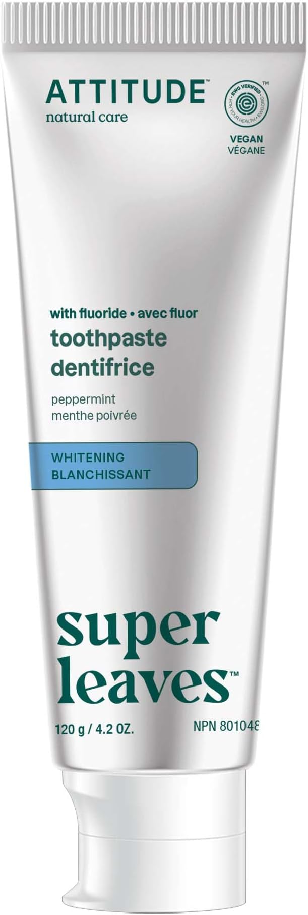 ATTITUDE Whitening Toothpaste with Fluoride, Peppermint Flavor, Vegan & Cruelty-Free, Sugar-Free, Plant & Mineral-Based Ingredients, Clean Oral Care, 4.2 Oz-Ruum Studio Home