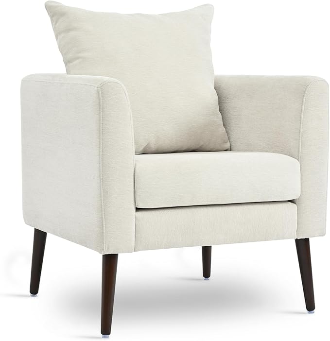 Barrel Accent Chair Set of 2 with Back Pillow, Large Upholstered Armchair with Solid Wood Legs Modern Reading Chairs for Living Room Bedroom-Ruum Studio Home