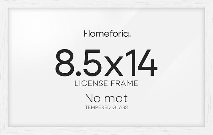 Homeforia 8.5x14 Marriage License Frame White, High End Oak 8.5x14 Certificate White Wood Frames, 8.5by14 Wooden Frame for Wall & Tabletop, 8.5 by 14 Picture Frames, Tempered Glass, Wall Kit, Set of 1-Ruum Studio Home
