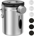 ShanSon Coffee Canister Airtight Stainless Steel Kitchen Food Storage Container with Date Tracker for Beans Grounds Tea Flour Cereal Sugar, 22OZ, Silver-Ruum Studio Home