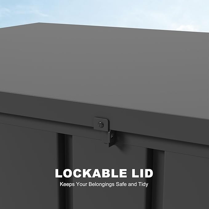 PURPLE LEAF Outdoor Deck Box 150 Gallon Waterproof Lockable Storage Box Container with Lid Deck Organization for Patio Cushions Side Table Pool Accessories Garden Tools, Gray-Ruum Studio Home