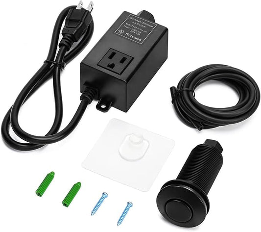 Garbage Disposal Air Switch Kit for SinkTop Waste Disposal with Stainless Steel Black Long Air Button by Briidea-Ruum Studio Home