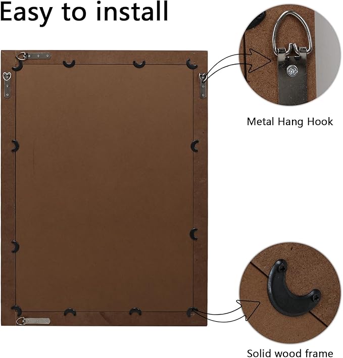 Farmhouse Bathroom Mirror 22x30 Inch - Rectangular Wall Mirrors with Wood Frame & Beaded Design - Distortion-Free Glass, Horizontal/Vertical Mount or Freestanding-Ruum Studio Home