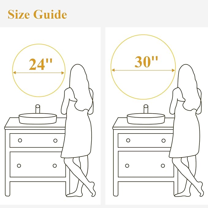 Fabuday Gold Circle Mirror for Bathroom - 24 Inch Golden Framed Round Mirror for Wall Decor, Living Room, Bedroom, Entryway Circular Mirrors-Ruum Studio Home