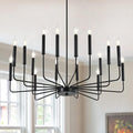 Modern Black Farmhouse Chandeliers, 16-Light Industrial Metal Chandelier Lighting, Classic Candle Hanging Pendant Light Fixtures for Kitchen Island, Living Room, Dining Room, Stair-Ruum Studio Home