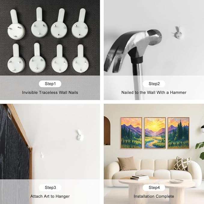 HPNIUB Vintage Mountain Framed Canvas Wall Art Set, Boho Sunrise Art Prints, Forest Nature Wilderness Art Paintings, Modern Farmhouse Pine Tree Wall Decor for Living Room Bedroom, Office- 16"x24"x3-Ruum Studio Home