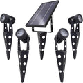 4-Spotlight Mini 50X Solar-Powered LED Spotlight (Cool White LED), Black Finish, Outdoor Garden Yard Landscape Downlight-Ruum Studio Home