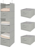 MAX Houser 6 Tier Shelf Hanging Closet Organizer, Closet Hanging Shelf with 2 Sturdy Hooks for Storage, Foldable (Light Grey-D3)-Ruum Studio Home