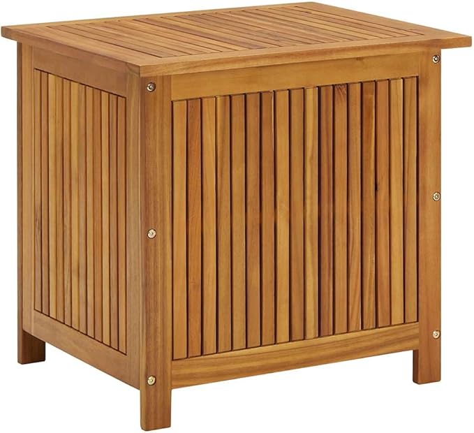 vidaXL Wooden Deck Box - Outdoor Teak Storage Chest, Ideal for Patio Furniture Cushions, Pool Accessories, Garden Tools - Water-Resistant Bag Inside - 23.6''x19.7''x22.8'', Solid Acacia Wood-Ruum Studio Home