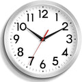 Wall Clock Small Analog 8 Inch Silent Non Ticking Battery Operated Modern Simple Decorative for Kitchen Office Bedroom Bathroom Living Room(Silver)-Ruum Studio Home