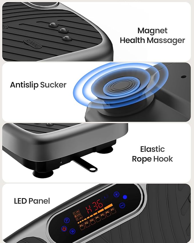 Vibration Plate Exercise Machine, Vibration Plate Platform for Lymphatic Drainage, 200 Adjustable Speeds Power Shaping Vibrating Plate Helps Weight Loss, Shaping, Max Weight 450 Lbs-Ruum Studio Home