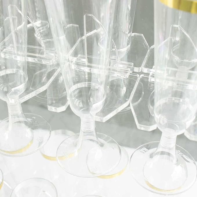 Tableclothsfactory 20 Pack | 3" Clear Acrylic Glass Holder Hooks for Double Side Display On Champagne Rack Stand-Ruum Studio Home