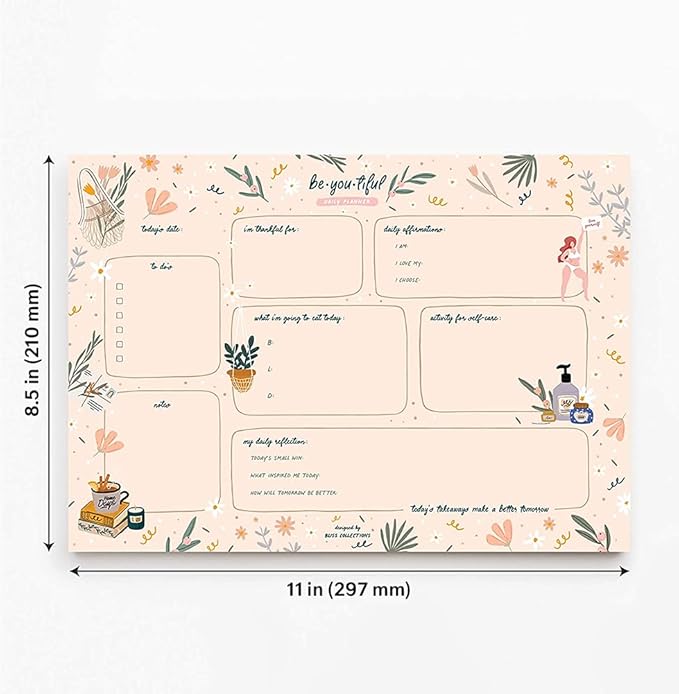 Bliss Collections Daily Planning Pad, To Do List Notebook - Beautiful - Undated Tear-Off Sheets Notepad - Day or Work Calendar, Organizer, Scheduler for Goals, Tasks, Ideas - 8.5" x 11", 50 Sheets-Ruum Studio Home