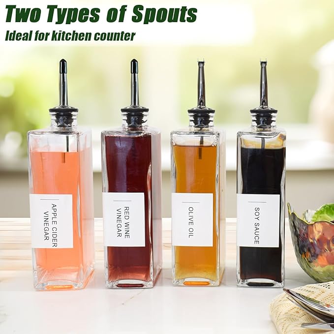 Olive Oil Dispenser for Kitchen, Cooking Oil Container 16.9 oz, Olive Oil Bottles, Soy Sauce Dispenser, Coffee Syrup Bottles (16.9oz, Set of 2)-Ruum Studio Home