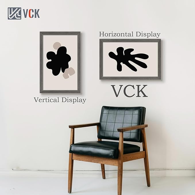 VCK 14x22 Picture Frame Set of 3, Gray Solid Wood Poster Picture Frame, Exclusive Wood Grain, Wall Mounting Hanging-Ruum Studio Home