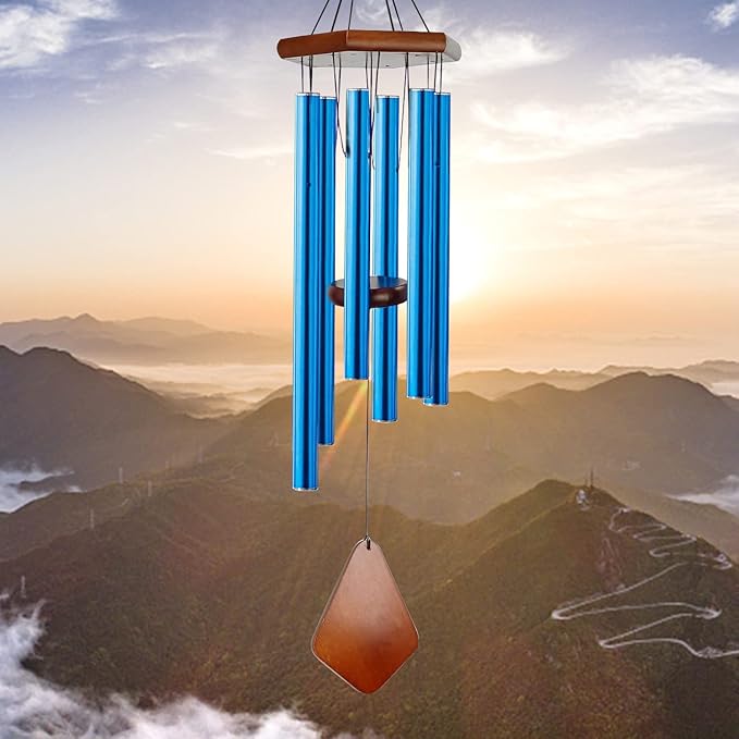 Wind Chimes for Outside, Windchime Outdoor with 6 Tuned Tubes, Elegant Chime for Garden Patio Decoration, Blue-Ruum Studio Home