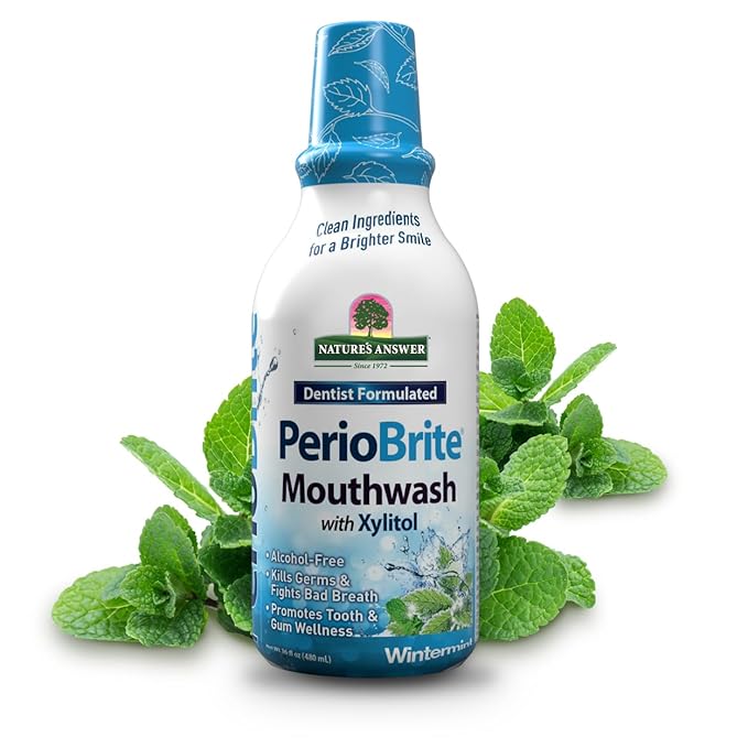 Nature's Answer Periobrite Winter Mint Mouthwash | Promotes Healthy Teeth & Gums| Fights Bad Breath | Fluoride-Free, Alcohol-Free, Gluten-Free & Vegan| No Artificial Preservatives 16oz-Ruum Studio Home
