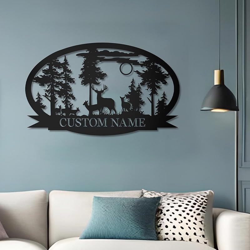 Personalized Deer Metal Cabin Sign | Custom Metal Sign | Personalized Camping Signs | Deer Hunter Gift | Custom Signs Outdoor Metal | Custom Family Name Sign | Cabin Decor | Porch Sign-Ruum Studio Home