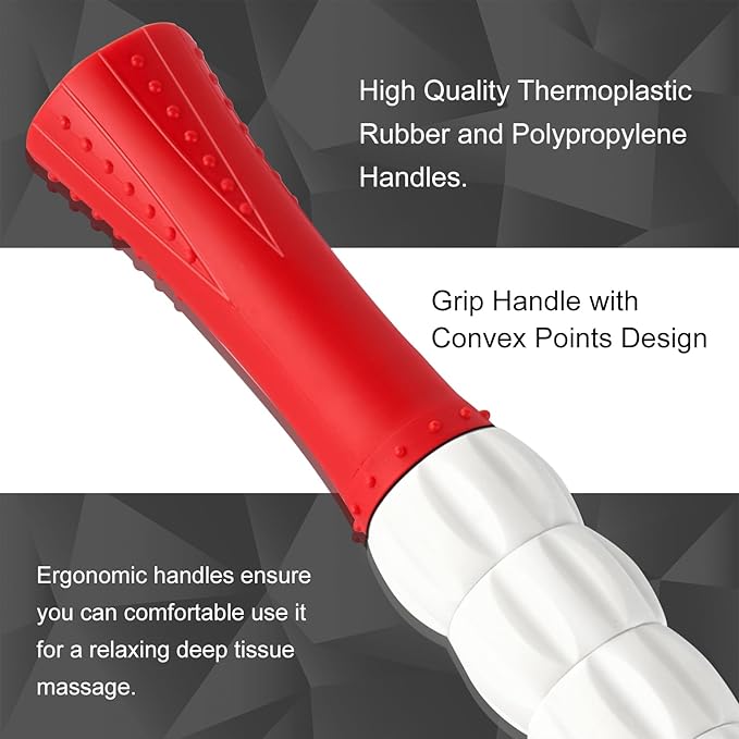 Muscle Roller Stick for Athletes - Deep Tissue Fascia Blaster & Roller Massager for Myofascial Pain Relief - Handheld Physical Therapy & Recovery Tool(Red White-20 inch)-Ruum Studio Home