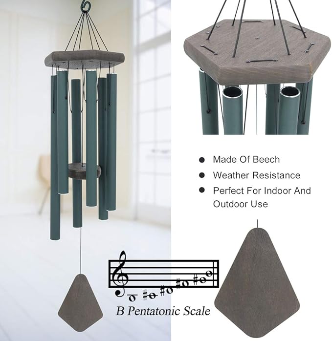 Large Wind Chimes for Outside, 30" Aluminium Wind Chime with Wind Catcher, Outdoor Garden Patio Decoration Windchimes, Classic Zen Gift for Men and Women Green-Ruum Studio Home