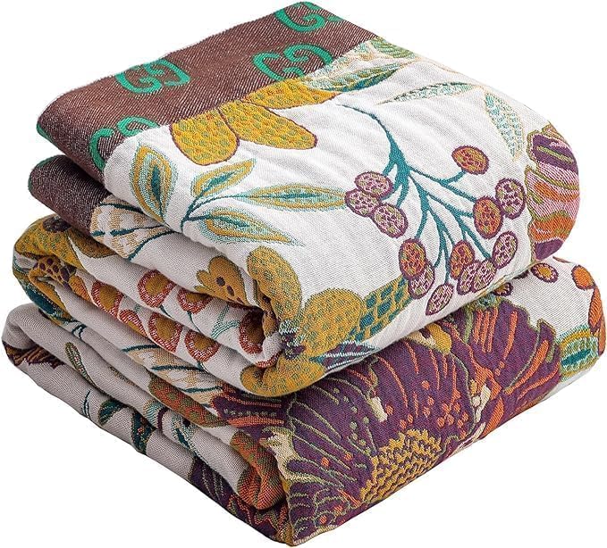 Premium Bed Throws- Boho Throw Blanket 80”x 90”,100% Cotton Ultra Soft Rustic Quilt Summer Blanket Travel Muslin Blanket Home Decor Large Bed Blankets All Season Throws for Women Mom-Ruum Studio Home