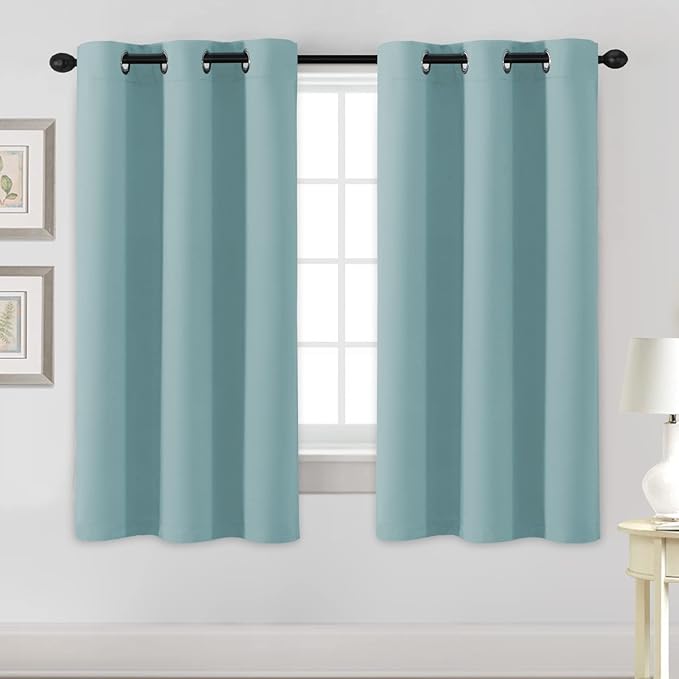 H.VERSAILTEX Blackout Curtains for Bedroom Thermal Insulated Room Darkening Living Room Curtains 63 Inch Long Grommet Privacy Protection Window Curtain Panels/Drapes, 2 Panels, Mineral Blue-Ruum Studio Home
