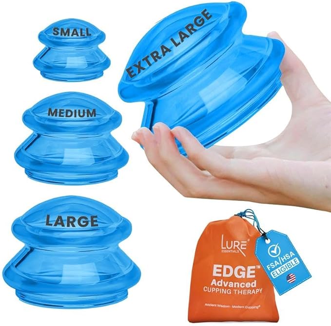 Silicone Cupping Therapy Set Professional Massage Cupping Cups for Cupping Therapy 4 Cup Kit for Massage, Myofascial Release, Cellulite Reduction (Lure Blue)-Ruum Studio Home