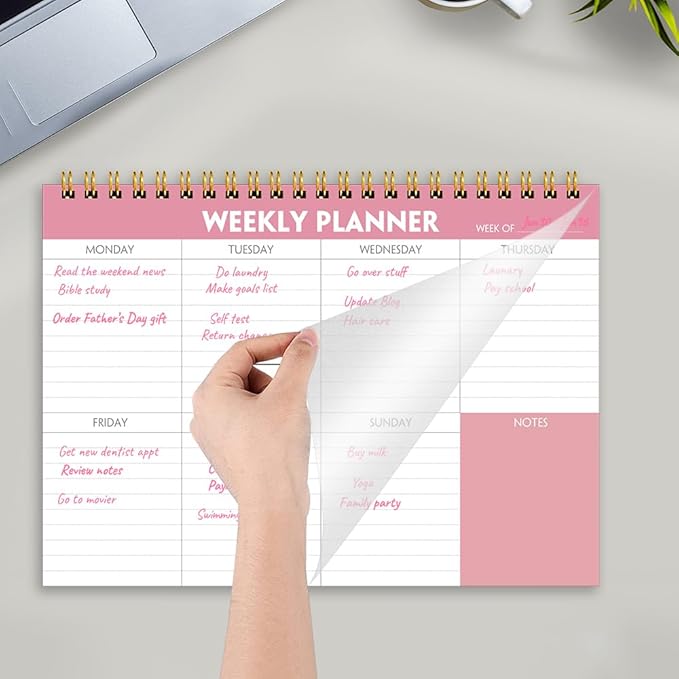 Weekly Planner Notepad - 7" x 10" Weekly Pad Organizers Habit Tracker Journal for Man & Women, 52 Sheets, 100gsm Paper, Undated Weekly To Do List Notepad with Your Life, Pink-Ruum Studio Home