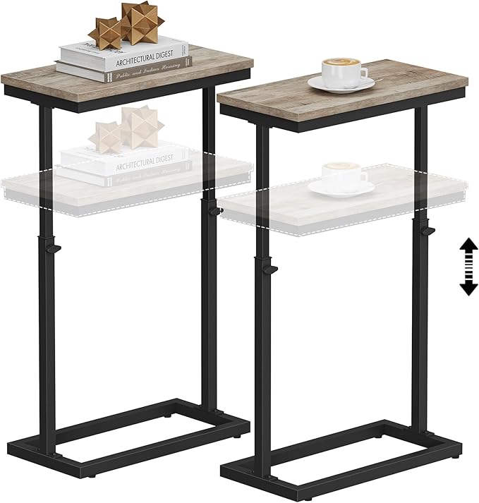 TUTOTAK End Table, Side Table, Tall Couch Table, Sofa Table, Living Room, Bedroom, Greige TB01BG0832-Ruum Studio Home