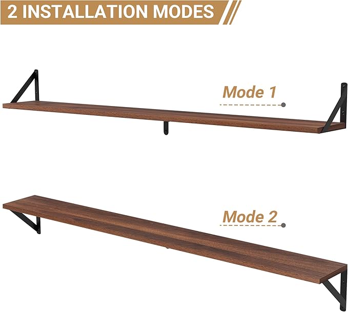 Heimlove 48 Inch Large Wall Bookshelves Set of 3, Wall Mounted Bookshelves,Heavy Duty Wooden Shelves for Living Room,Bedroom,Kitchen,Laundry Room Storage & Decor-Ruum Studio Home