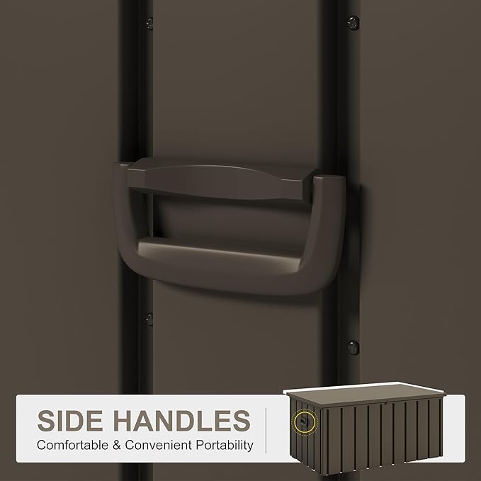 PURPLE LEAF Outdoor Deck Box 150 Gallon Waterproof Lockable Storage Box Container with Lid Deck Organization for Patio Cushions Side Table Pool Accessories Garden Tools, Brown-Ruum Studio Home