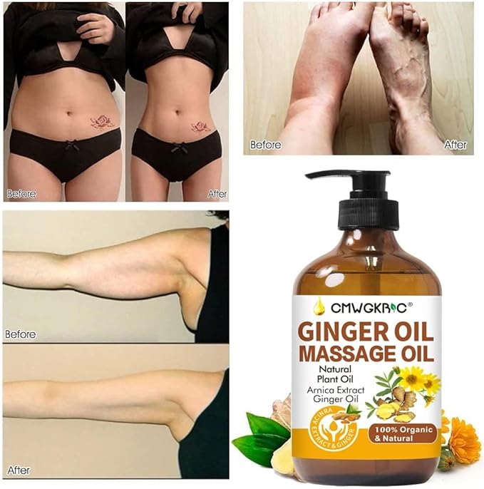 Ginger Oil,Ginger Massage Oil for Lymphatic Drainage,Natural Body Oil for Skin,Arnica Oil,Sore Muslce Massage Oil,Spa Ginger Oil-Warming and Relaxing for Mothers Day Gifts&Fathers Day Gift-Ruum Studio Home