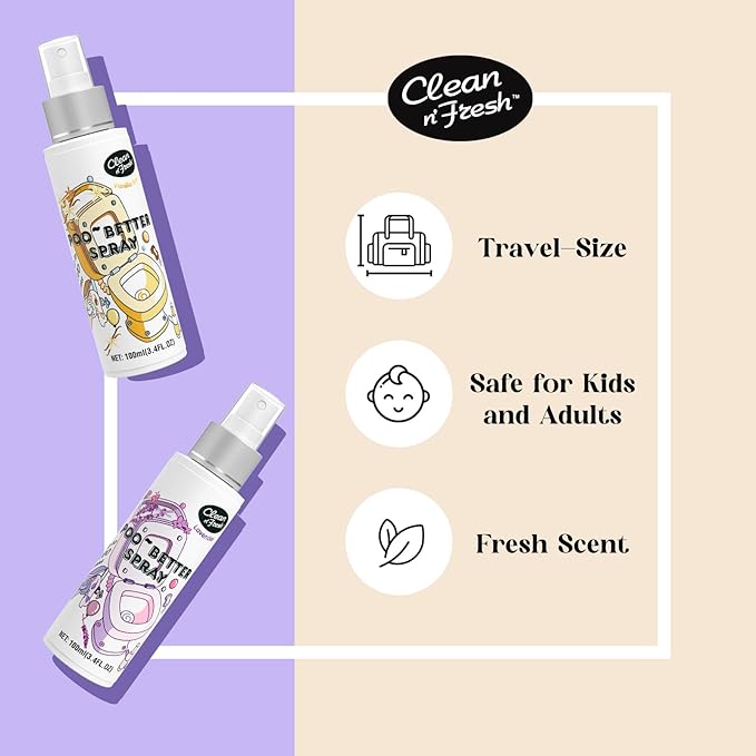 Clean-n-Fresh Toilet Spray 6.8 Fl.Oz, Vanilla Scent, Natural Plant Essential Oil Air Freshener & Odor Eliminator-Ruum Studio Home