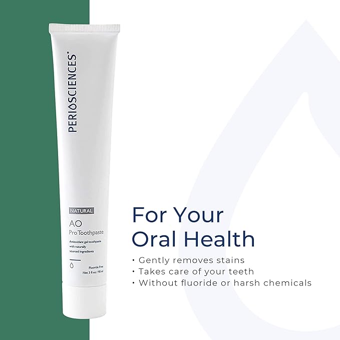 PerioSciences AO Pro Natural Toothpaste with Nano Hydroxyapatite, Remineralizing, Fluoride Free, SLS Free, Gluten Free 3 fl oz / 90ml - Pack of 2-Ruum Studio Home