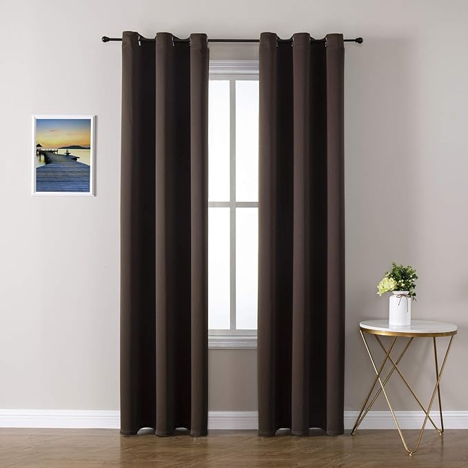 ChrisDowa Grommet Blackout Curtains for Bedroom and Living Room - 2 Panels Set Thermal Insulated Room Darkening Curtains (Brown, 42W x 84L)-Ruum Studio Home