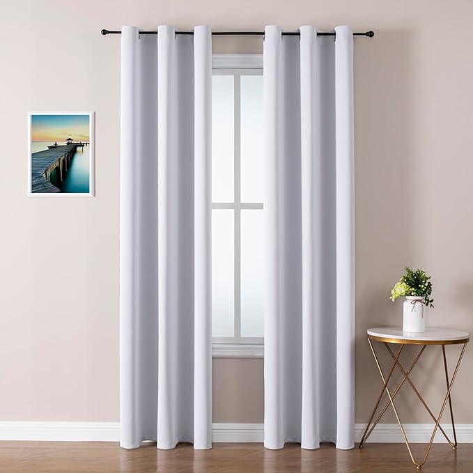 ChrisDowa Blackout Curtains 72 inches Long for Bedroom - 2 Panels Set Grommet Thermal Insulated Room Darkening Curtains for Living Room (Greyish White, 42 x 72 Inch)-Ruum Studio Home